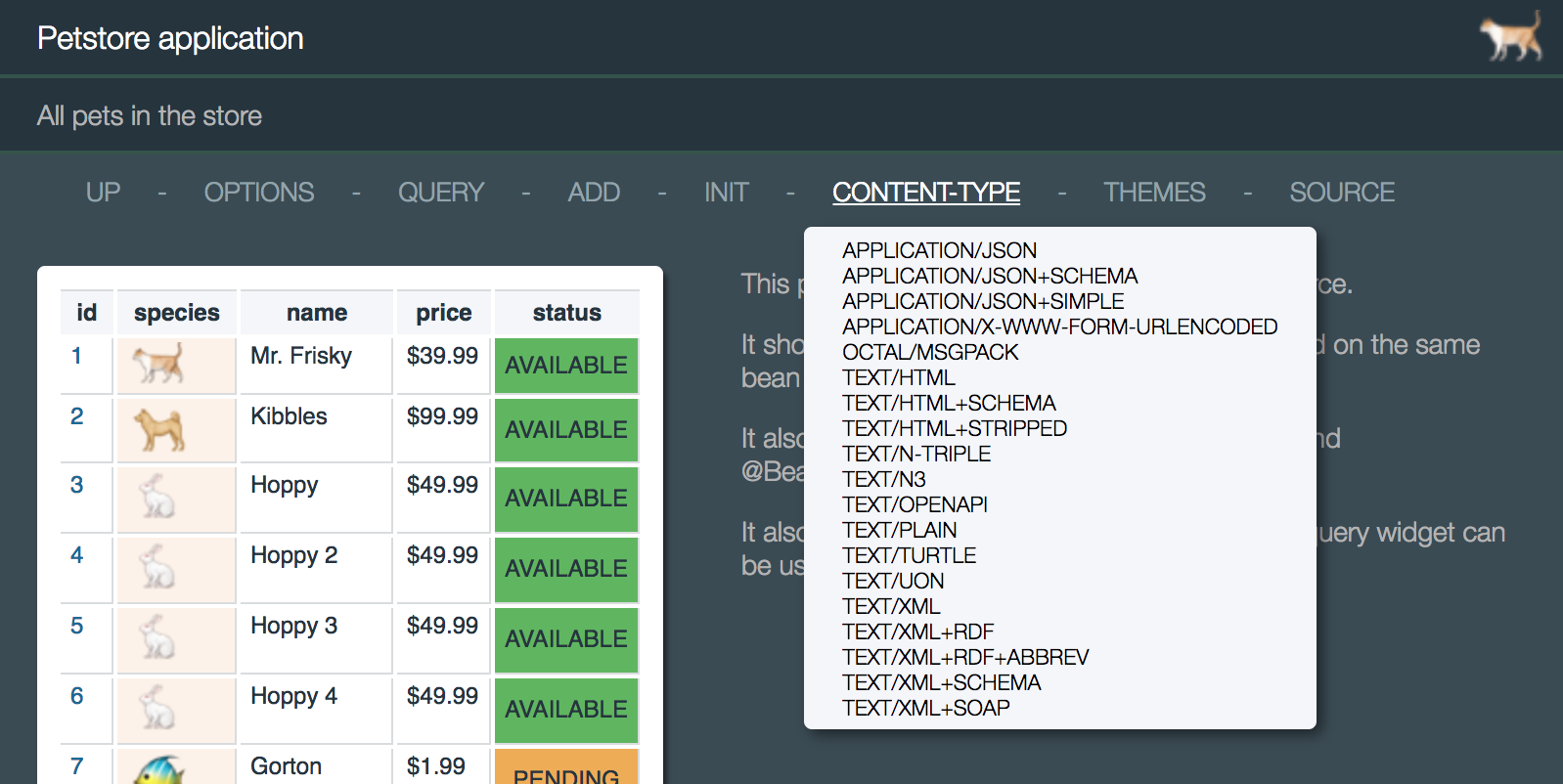 Content Type Menu Item Popup