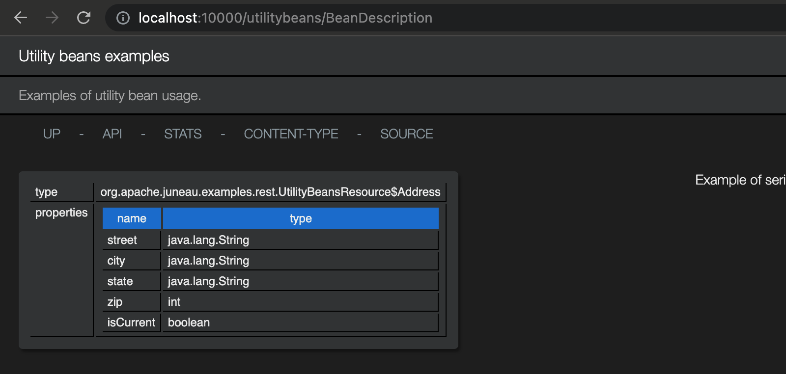 Bean Description HTML