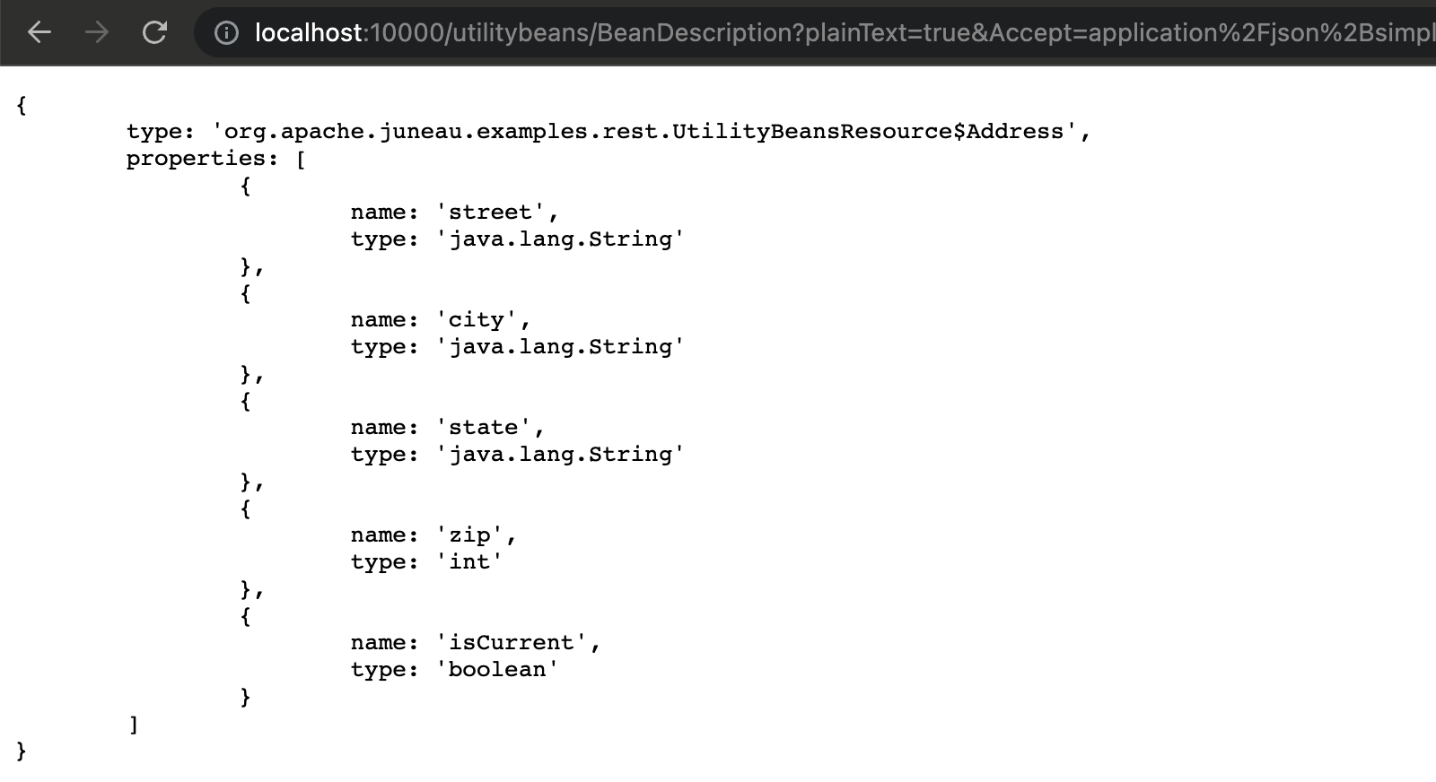 Bean Description JSON
