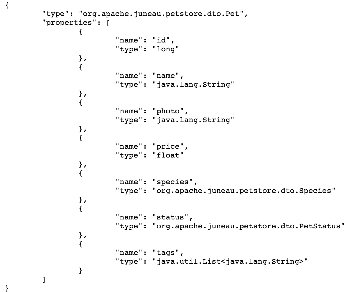 Bean Description JSON
